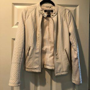 White Womens Faux Leather Jacket